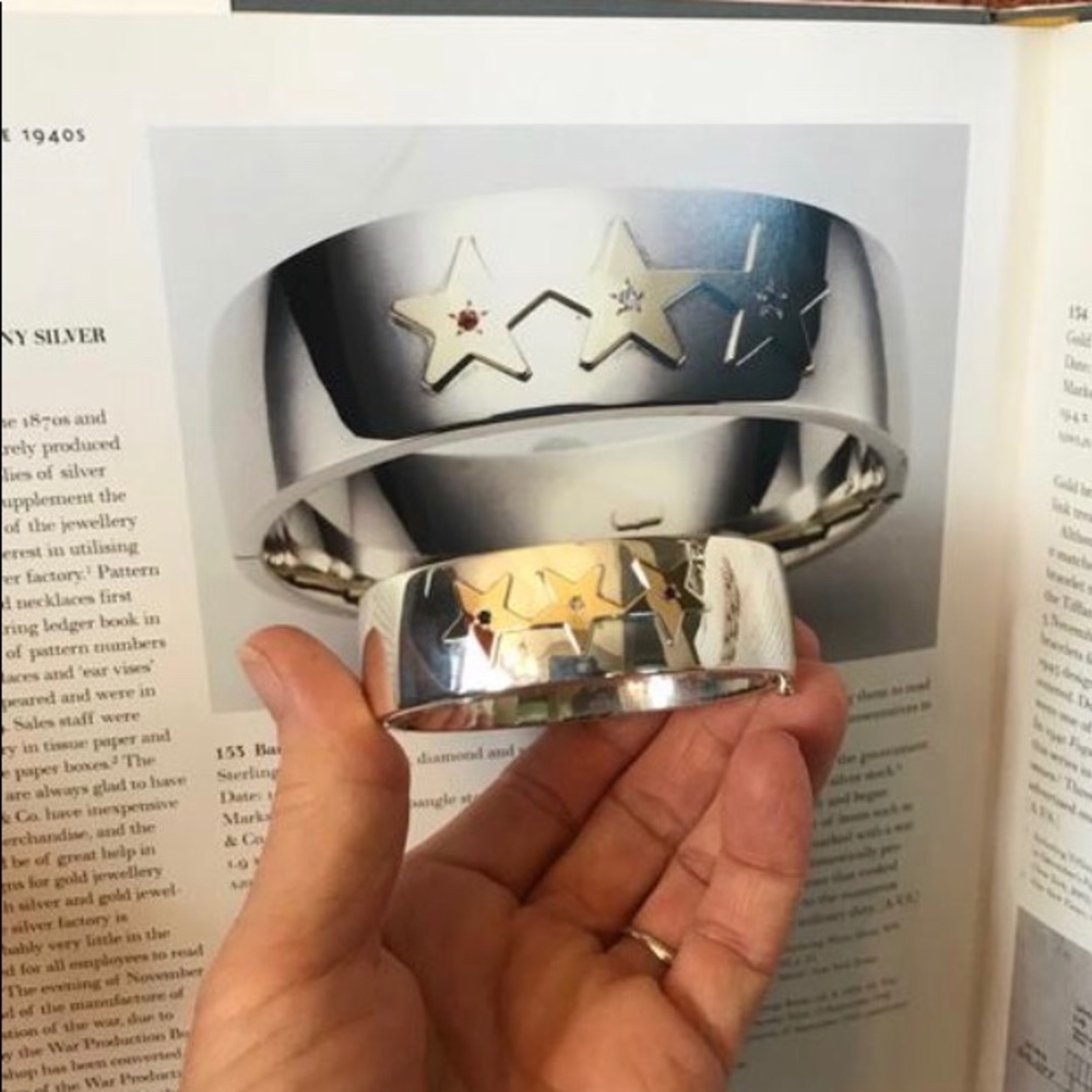 Tiffany & Co Sterling & 18K Gold Bangle Bracelet